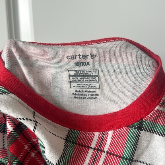 Carter's Christmas Holiday Plaid Pajama Top pj Size 10 - Picture 3 of 4